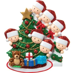 New The Jolly Christmas Shop Family Of 7 Around The Christmas Tree Personalized Ornament OR1789-7