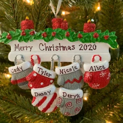 The Jolly Christmas Shop Family Personalized Christmas Ornament With 6 Mittens