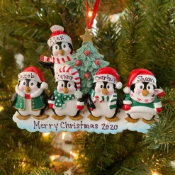 Hot The Jolly Christmas Shop Family Personalized Christmas Ornament With 5 Penguins