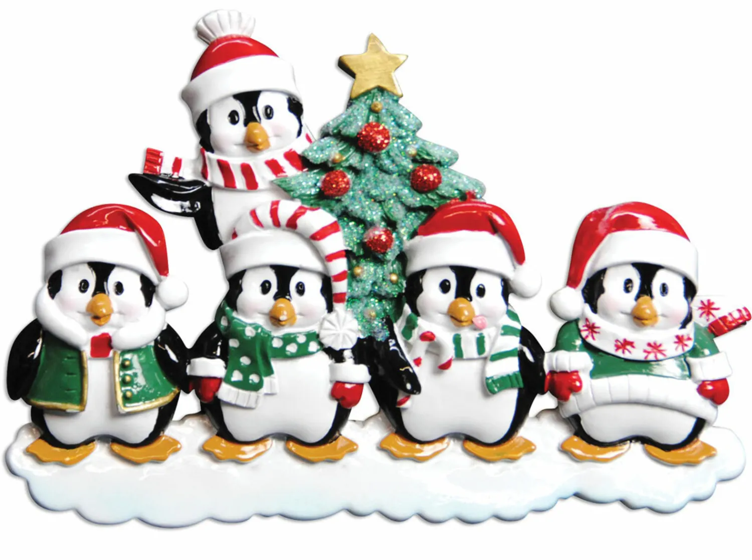 Hot The Jolly Christmas Shop Family Personalized Christmas Ornament With 5 Penguins