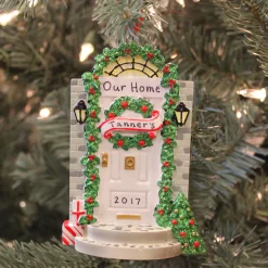 The Jolly Christmas Shop Front Door With Steps Personalized Christmas Ornament