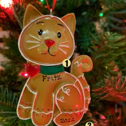 Clearance The Jolly Christmas Shop Gingerbread Cat Personalized Christmas Ornament OR1221