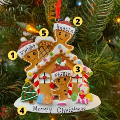 Hot The Jolly Christmas Shop Gingerbread House Family Of 3 Personalized Christmas Ornament OR1872-3