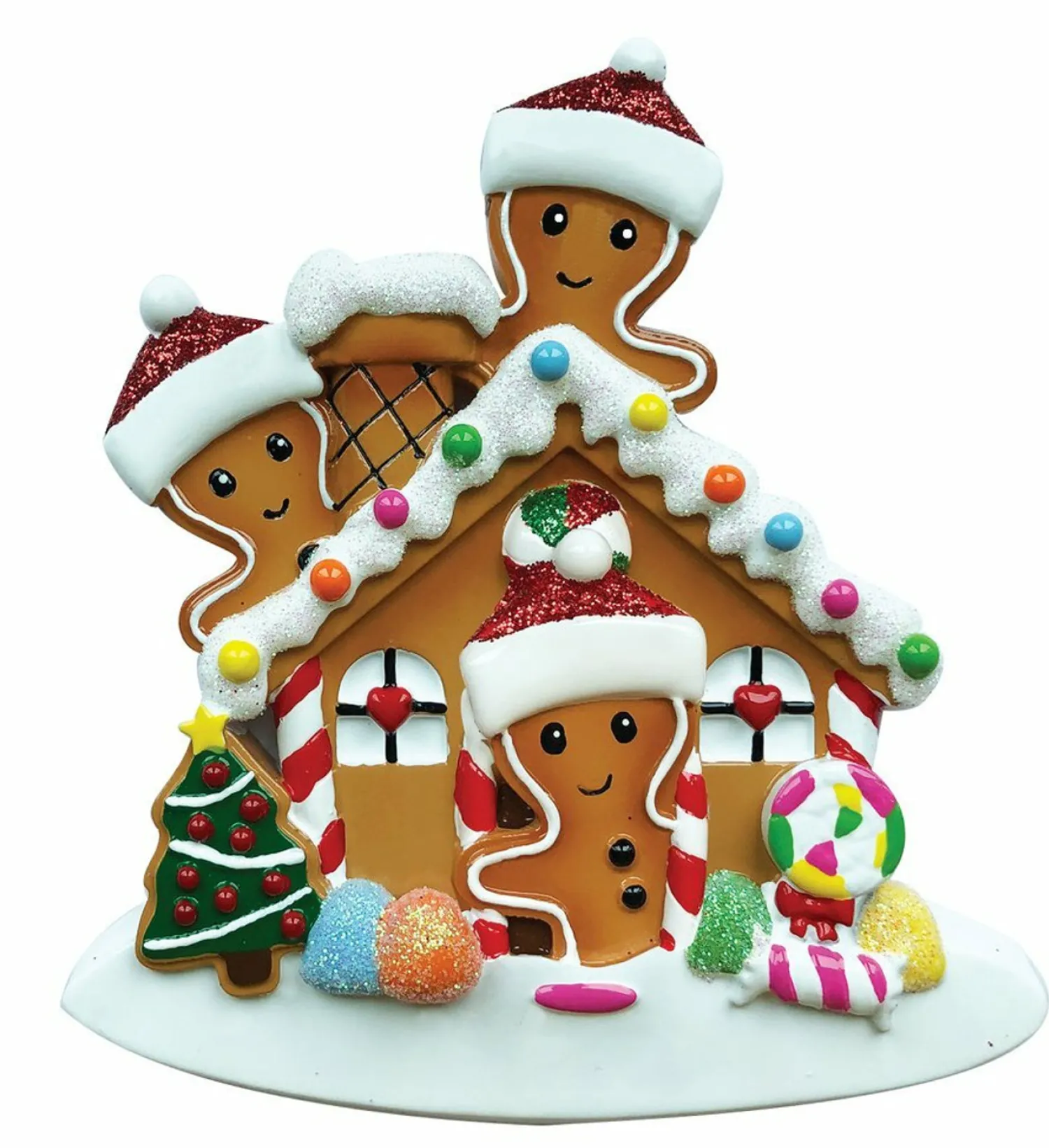 Hot The Jolly Christmas Shop Gingerbread House Family Of 3 Personalized Christmas Ornament OR1872-3