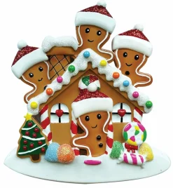 The Jolly Christmas Shop Gingerbread House Family Of 4 Personalized Christmas Ornament OR1872-4
