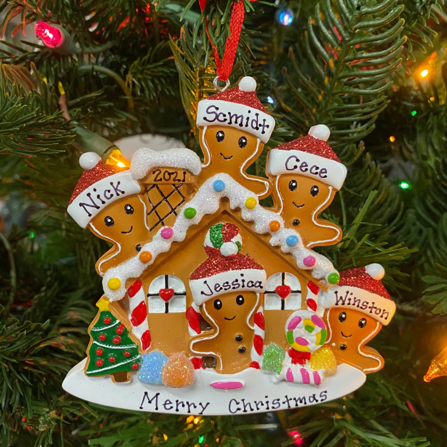 Sale The Jolly Christmas Shop Gingerbread House Family Of 5 Personalized Christmas Ornament OR1872-5