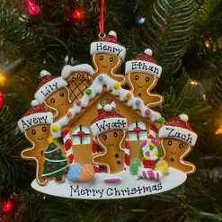 Discount The Jolly Christmas Shop Gingerbread House Family Of 6 Personalized Christmas Ornament OR1872-6