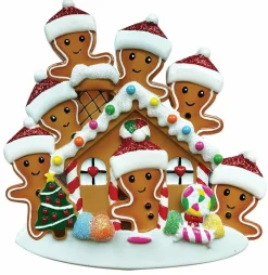 Clearance The Jolly Christmas Shop Gingerbread House Family Of 7 Personalized Christmas Ornament OR1872-7