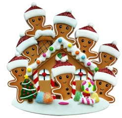 Best The Jolly Christmas Shop Gingerbread House Family Of 8 Personalized Christmas Ornament OR1872-8