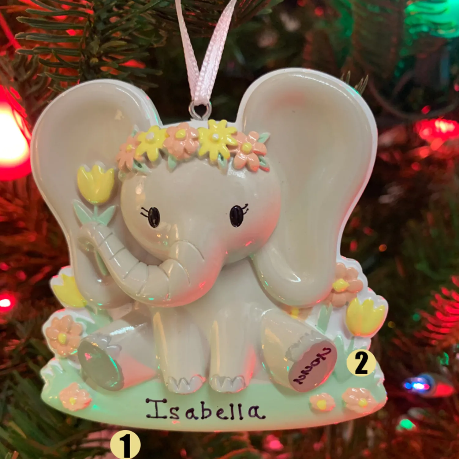 New The Jolly Christmas Shop Girl Baby Elephant Personalized Christmas Ornament OR2361-F