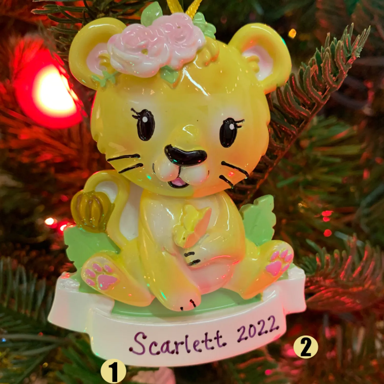 Hot The Jolly Christmas Shop Girl Lion Cub Personalized Christmas Ornament OR2362-F