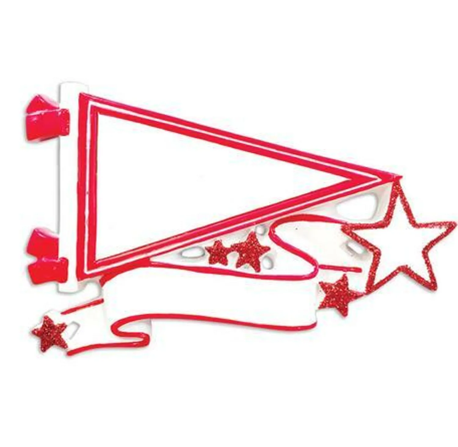 Clearance The Jolly Christmas Shop Glittered Red Sports Pennant Personalized Christmas Ornament OR1558-RD