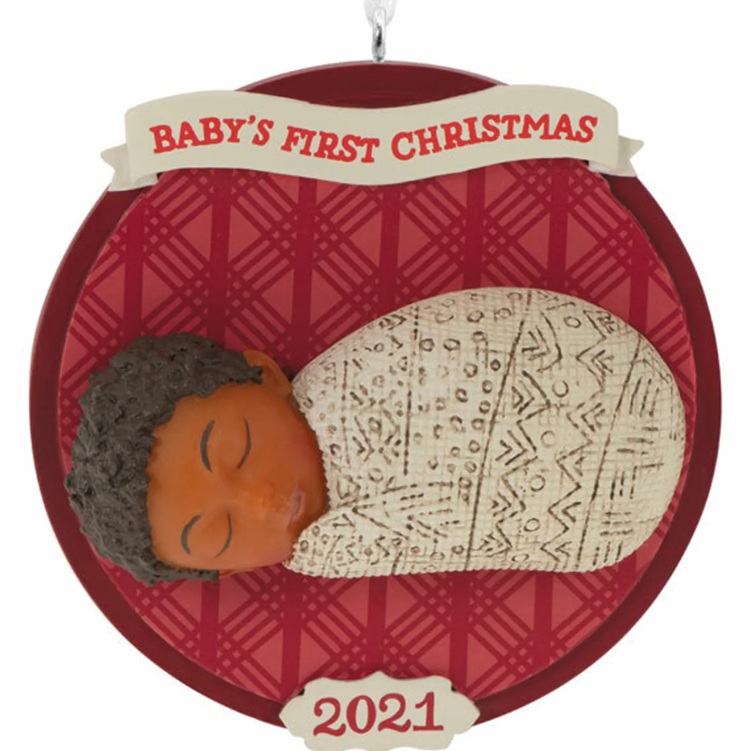 Hot The Jolly Christmas Shop Hallmark 3.25" African American Baby's First Christmas 2021 Dated Mahogany Ornament 1HDA1578