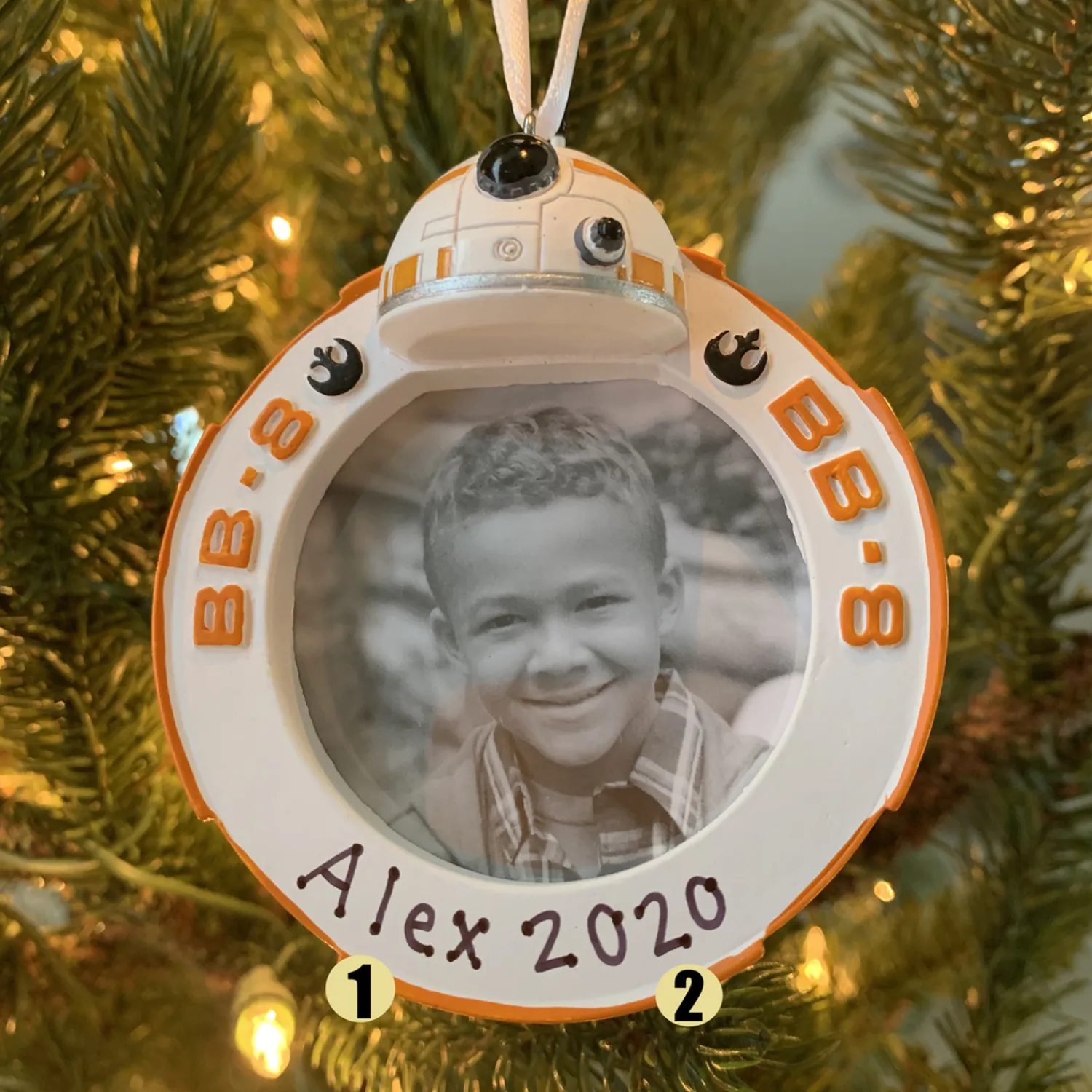 Outlet The Jolly Christmas Shop Hallmark 3" BB-8 Star Wars™ Photo Holder Personalized Christmas Ornament 2HCM5419
