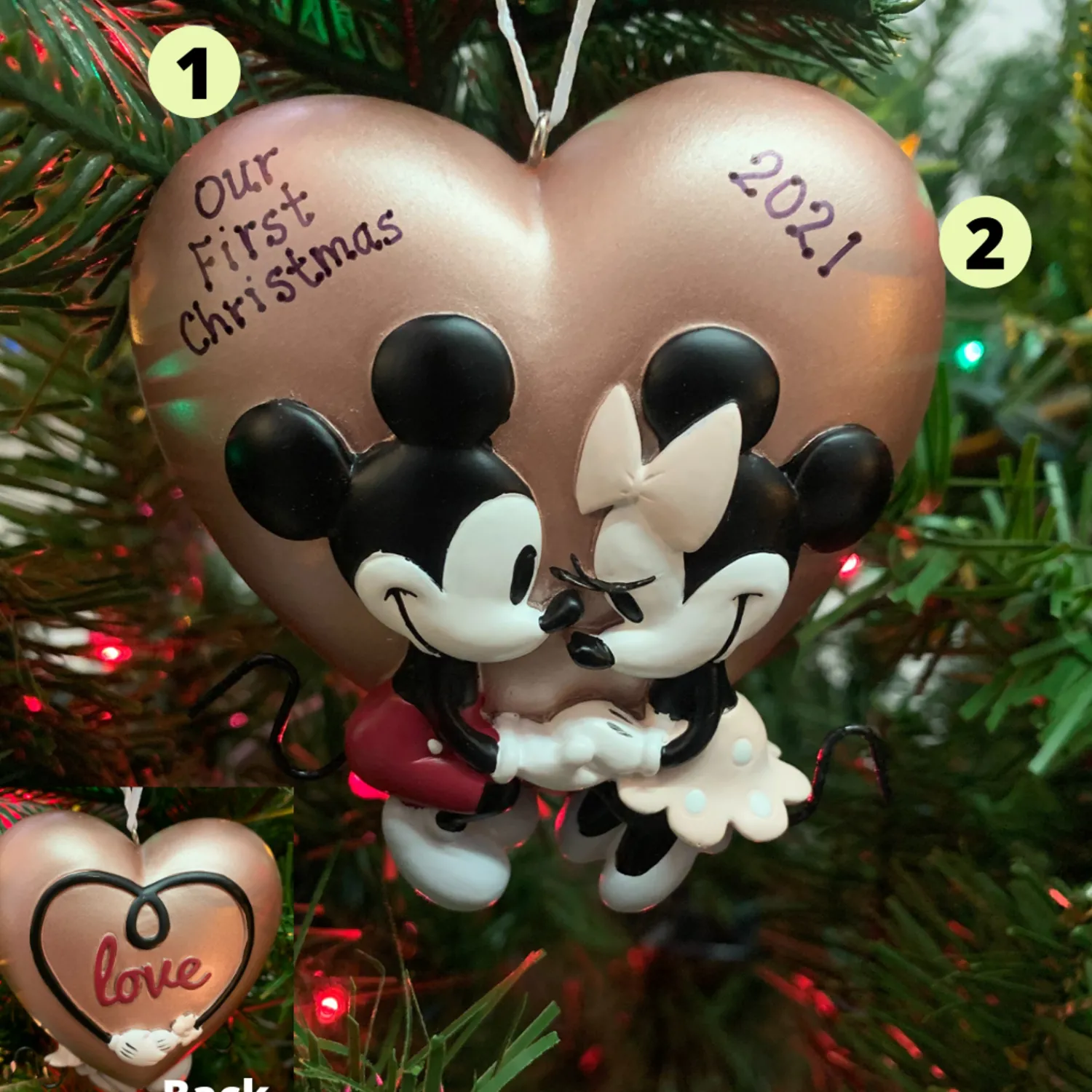 Outlet The Jolly Christmas Shop Hallmark 3" Mickey And Minnie Love Personalized Christmas Ornament 3HCM1002