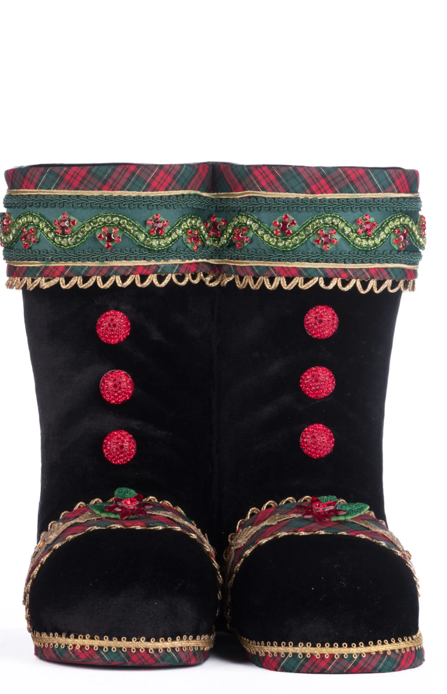 Best The Jolly Christmas Shop Katherine's Collection 12" Black Holiday Magic Tabletop Boots Christmas Decoration 28-428410B