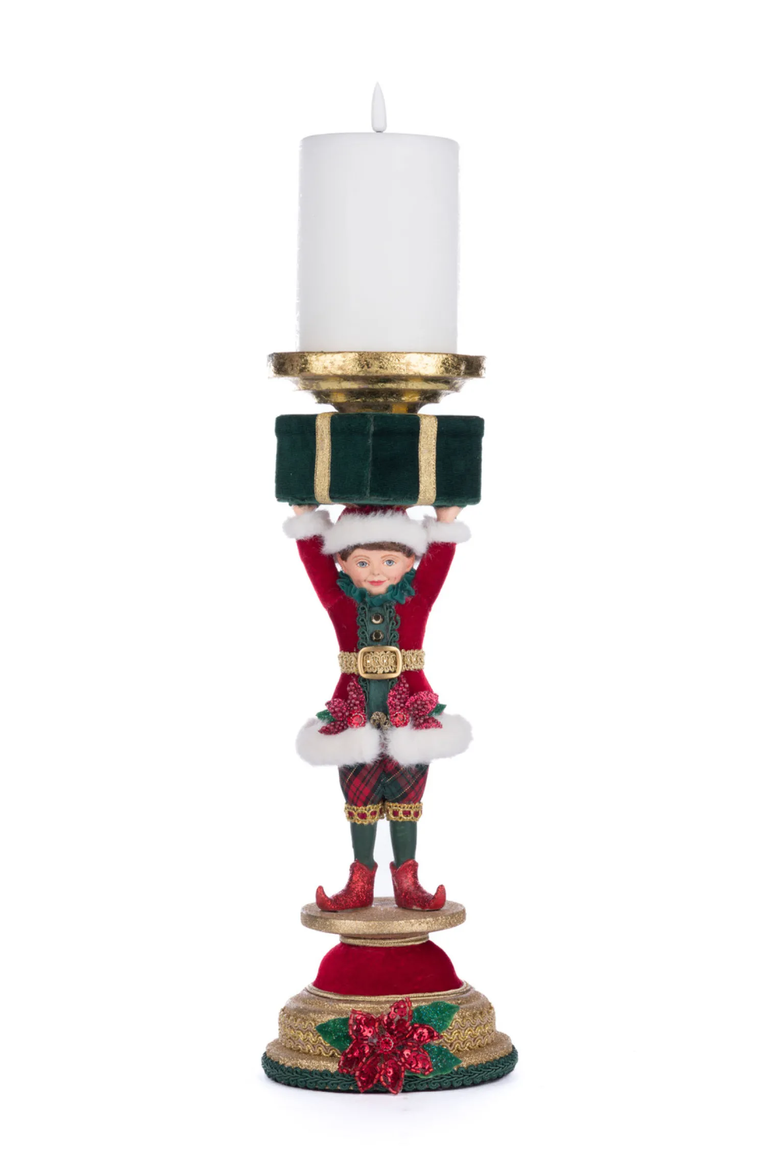 Outlet The Jolly Christmas Shop Katherine's Collection 13" Holiday Magic Elf Christmas Pillar Candle Holder 28-428325