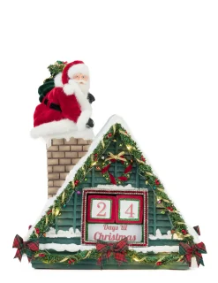 Clearance The Jolly Christmas Shop Katherine's Collection 13" Lighted Santa In Chimney Christmas Countdown Decoration 28-428277