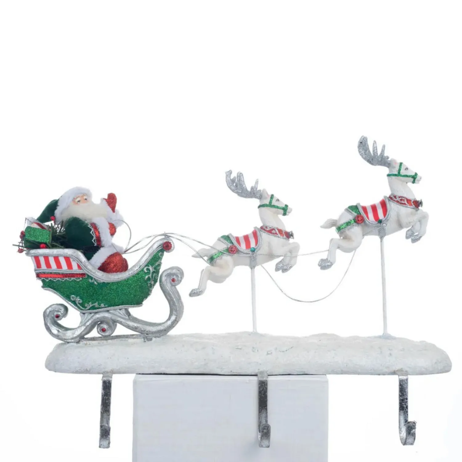 The Jolly Christmas Shop Katherine's Collection 16.75" Peppermint Palace Santa And Reindeer Christmas Stocking Holder 28-328042