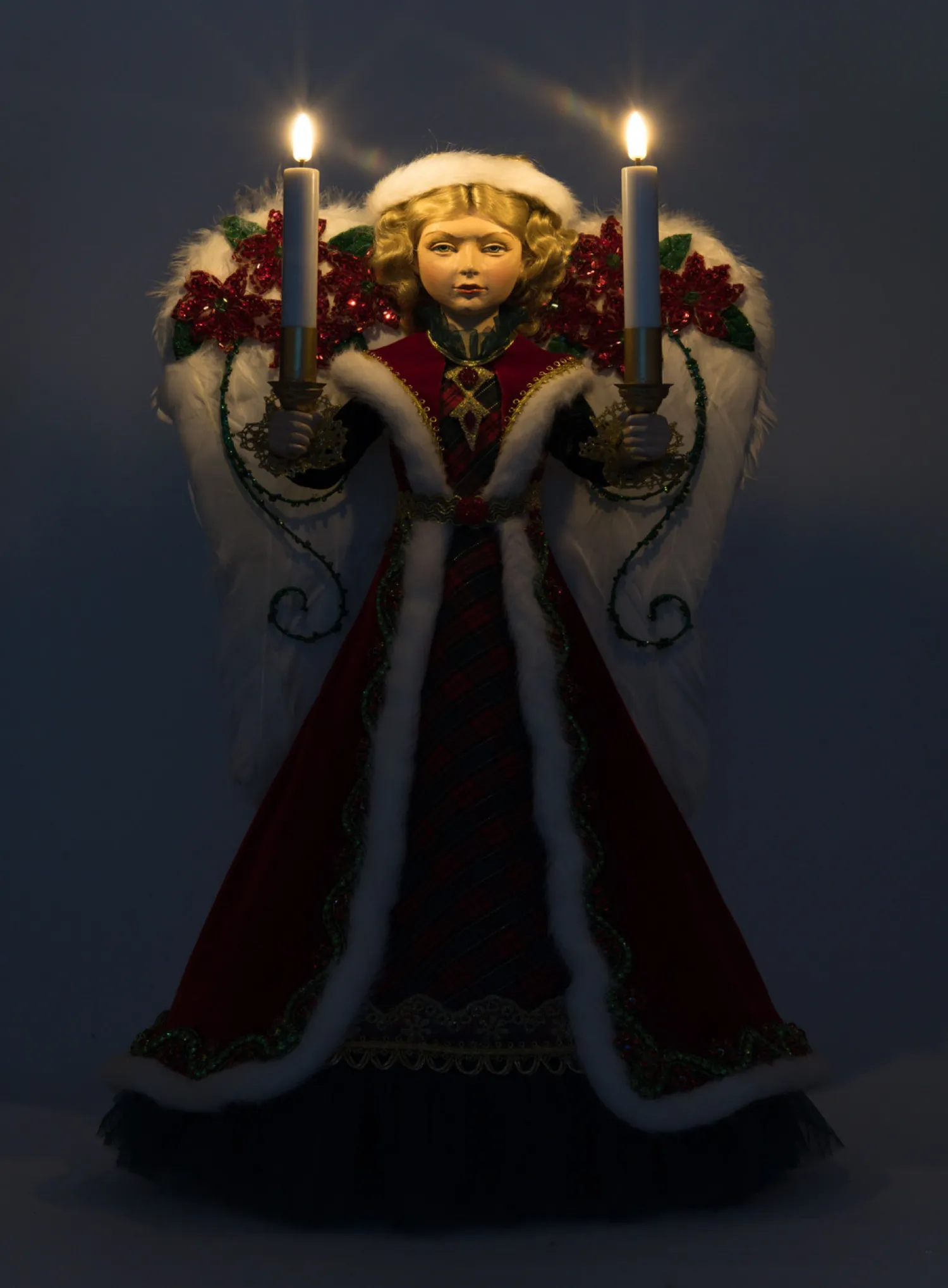 Best The Jolly Christmas Shop Katherine's Collection 20" Penelope Poinsettia Angel Lighted Christmas Tree Topper 28-428329