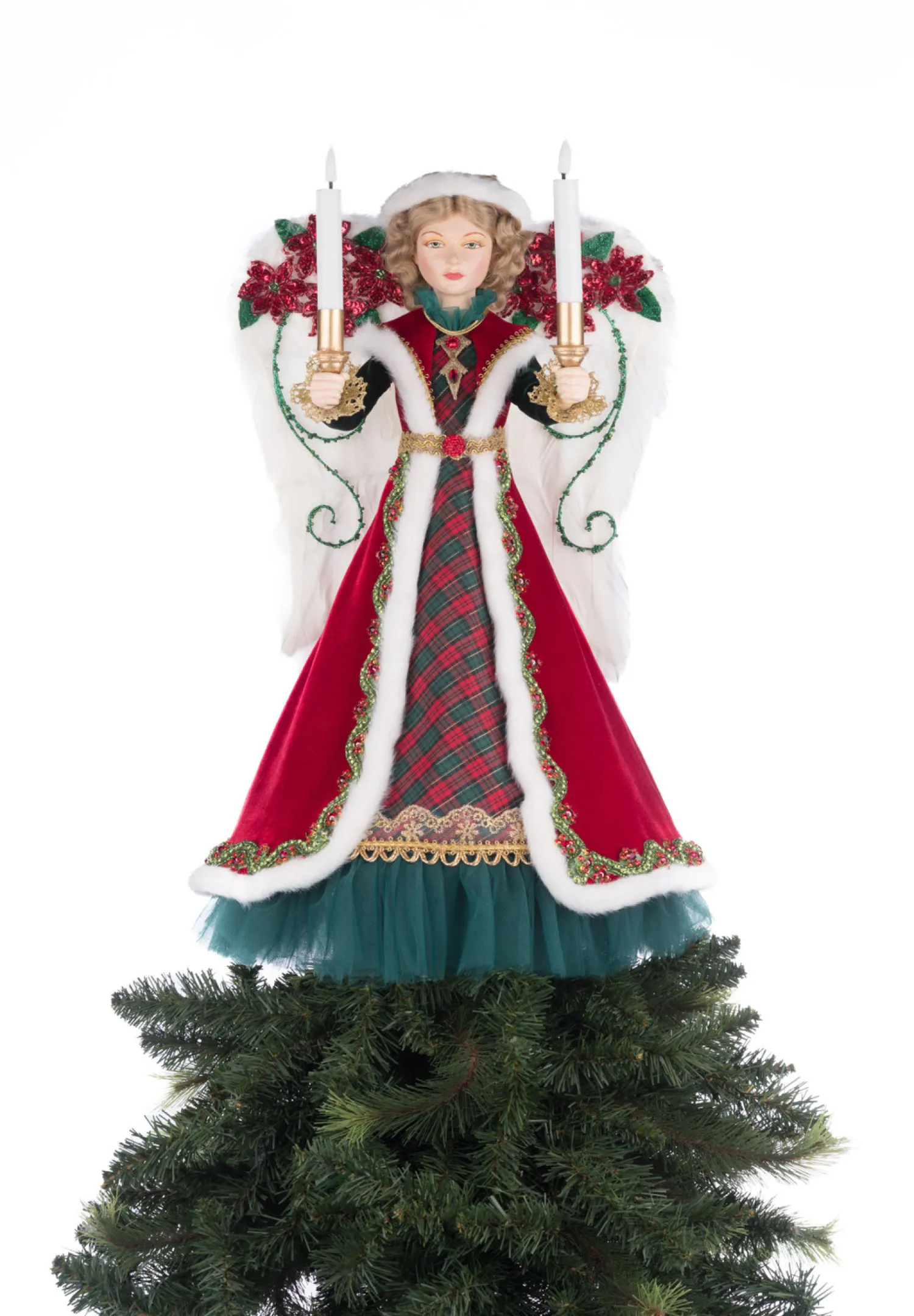 Best The Jolly Christmas Shop Katherine's Collection 20" Penelope Poinsettia Angel Lighted Christmas Tree Topper 28-428329