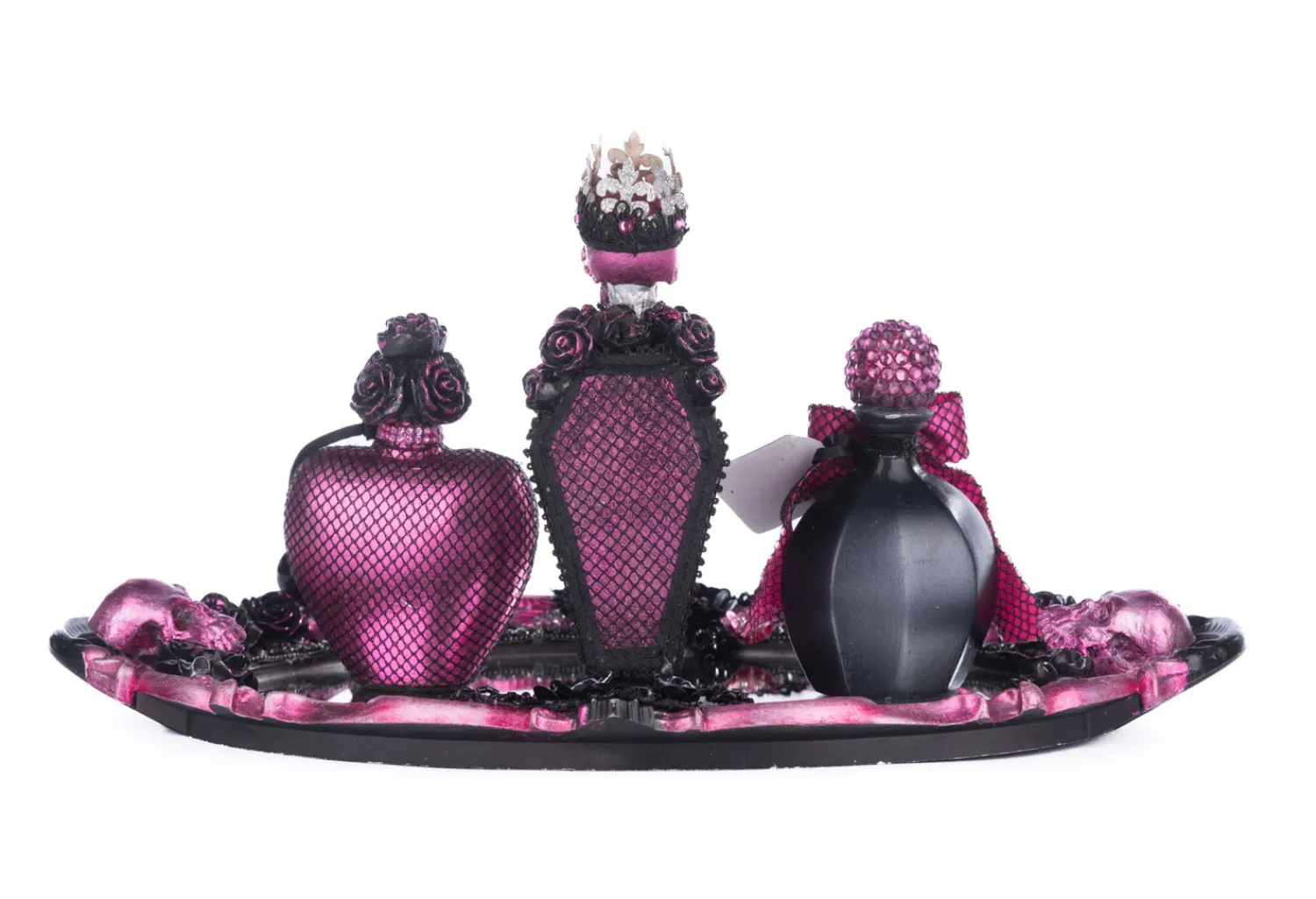 New The Jolly Christmas Shop Katherine's Collection 7.25" Pink Passion Vanity Tray With Bottles Set Halloween Decoration 28-428154