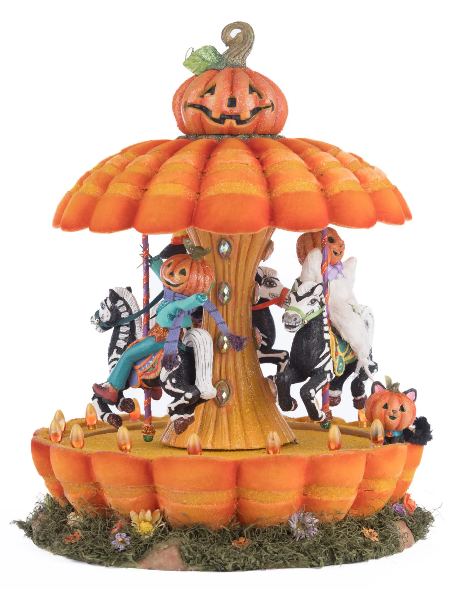 Sale The Jolly Christmas Shop Katherine's Collection 13" Pumpkin Carousel Halloween Decoration 28-428187