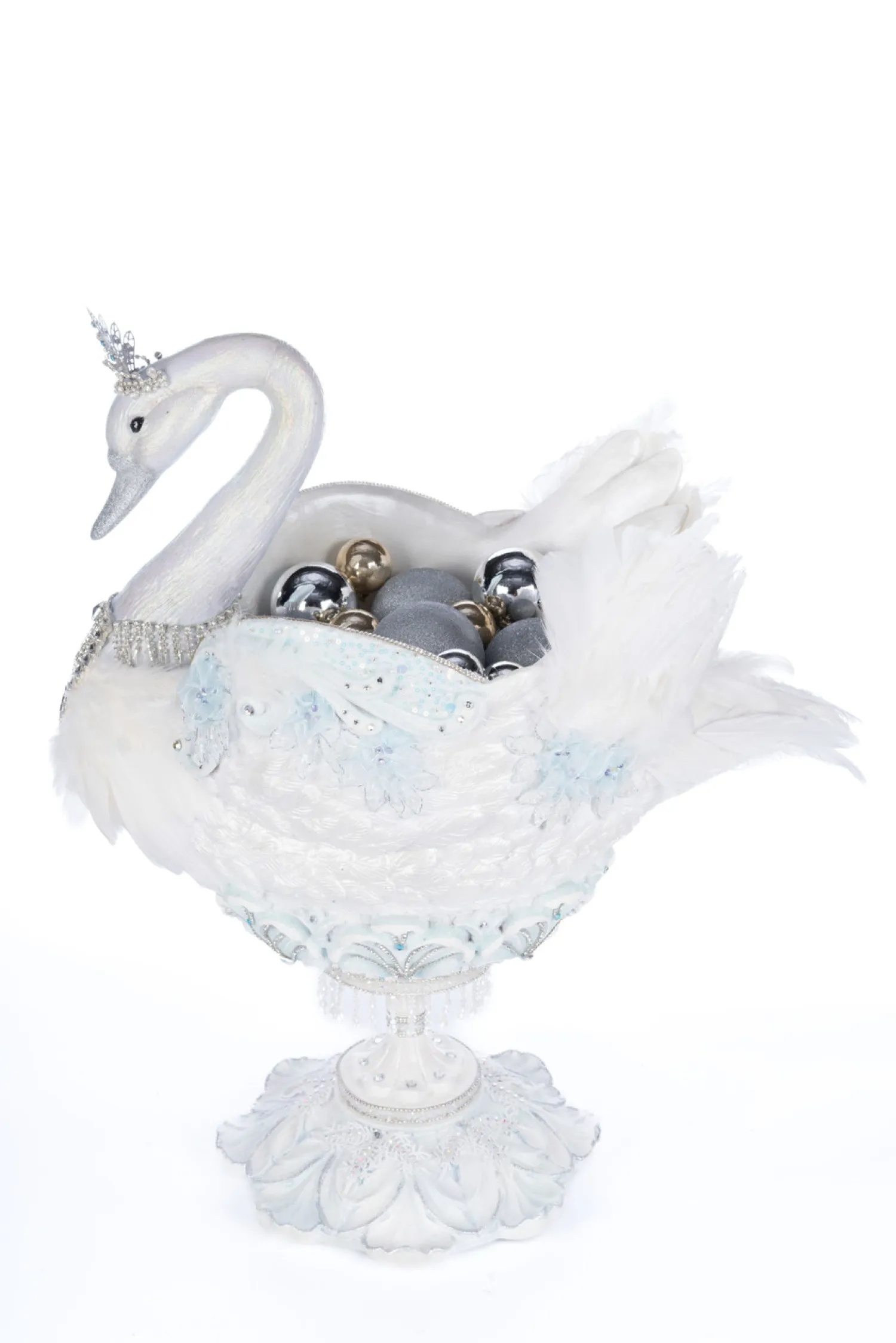 The Jolly Christmas Shop Katherine's Collection 24" Shimmering Swan Bowl Christmas Decoration 28-428298
