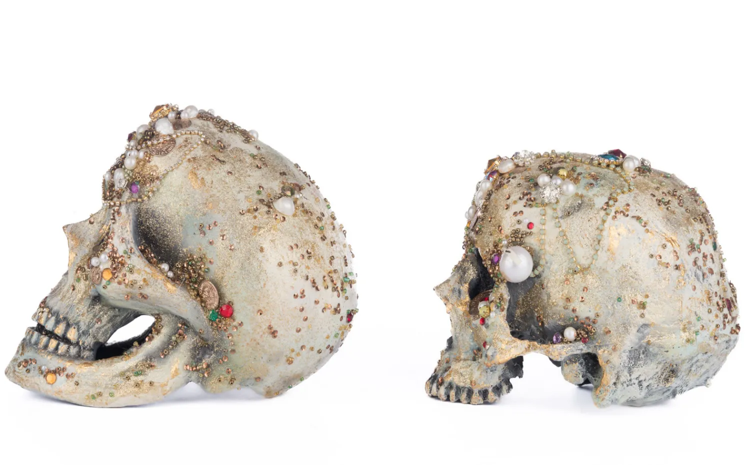 Discount The Jolly Christmas Shop Katherine's Collection 8.5" Tabletop Jewel Encrusted Skull Figures Set Of 2 Halloween Decoration 28-428214