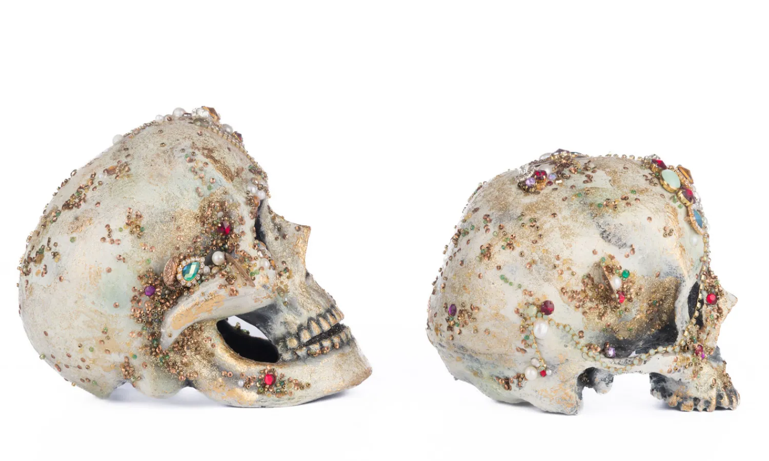 Discount The Jolly Christmas Shop Katherine's Collection 8.5" Tabletop Jewel Encrusted Skull Figures Set Of 2 Halloween Decoration 28-428214