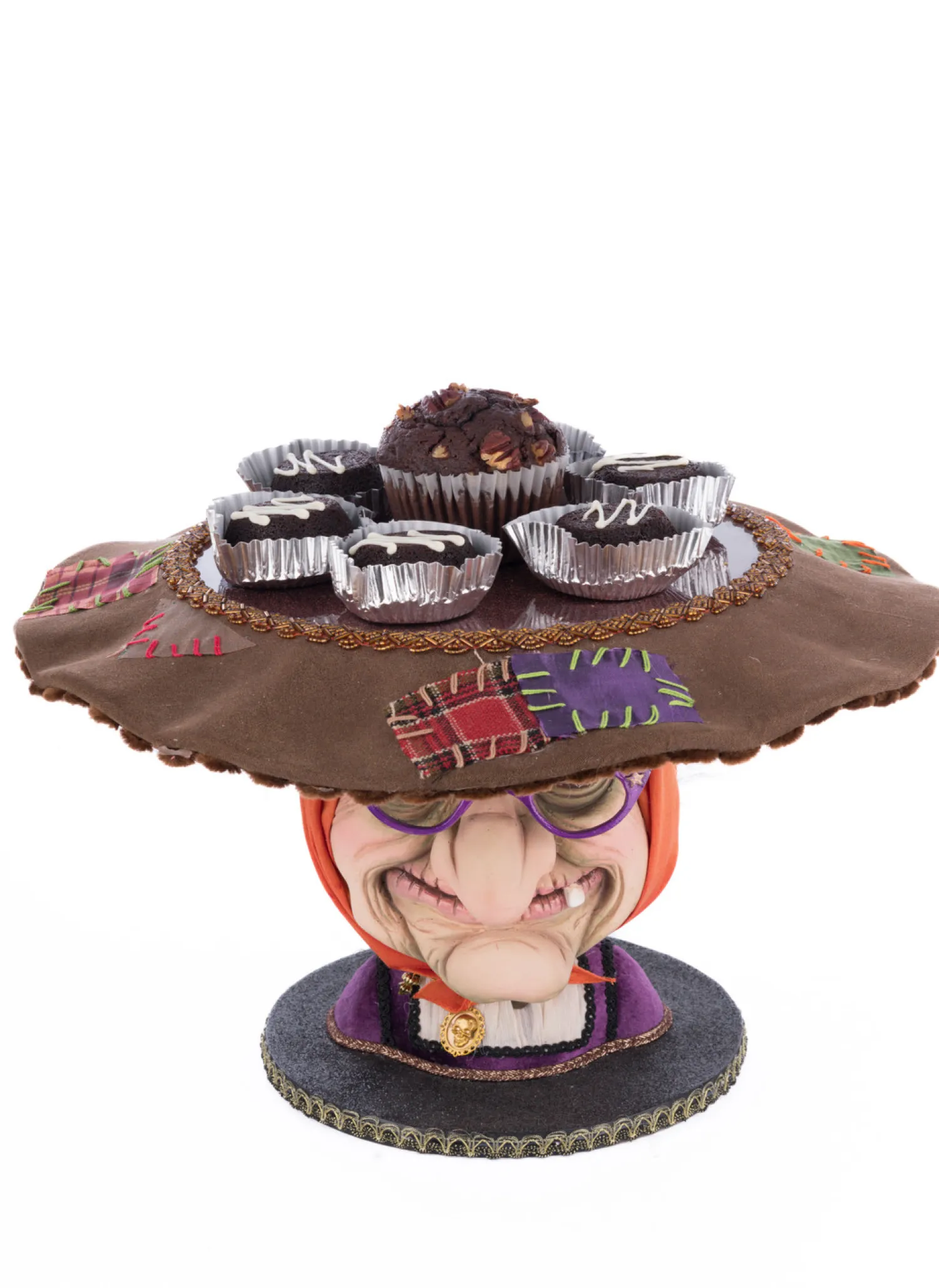 New The Jolly Christmas Shop Katherine's Collection 16" Witch Head Cake Plate Halloween Home Decoration 28-428156