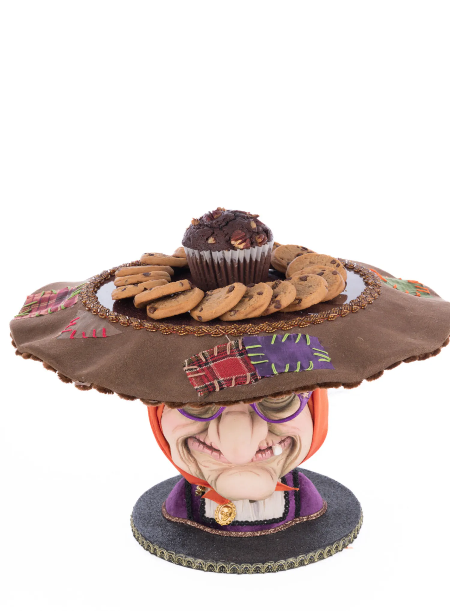 New The Jolly Christmas Shop Katherine's Collection 16" Witch Head Cake Plate Halloween Home Decoration 28-428156