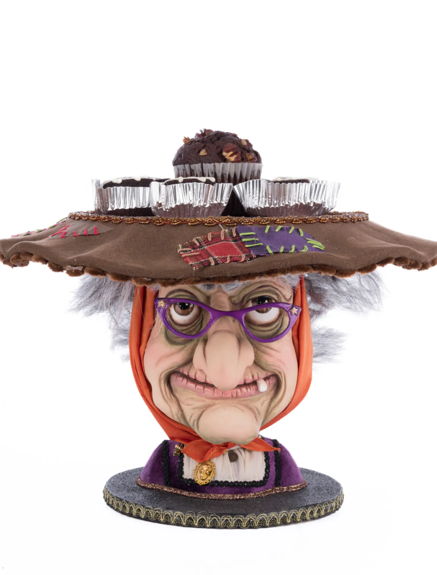 New The Jolly Christmas Shop Katherine's Collection 16" Witch Head Cake Plate Halloween Home Decoration 28-428156