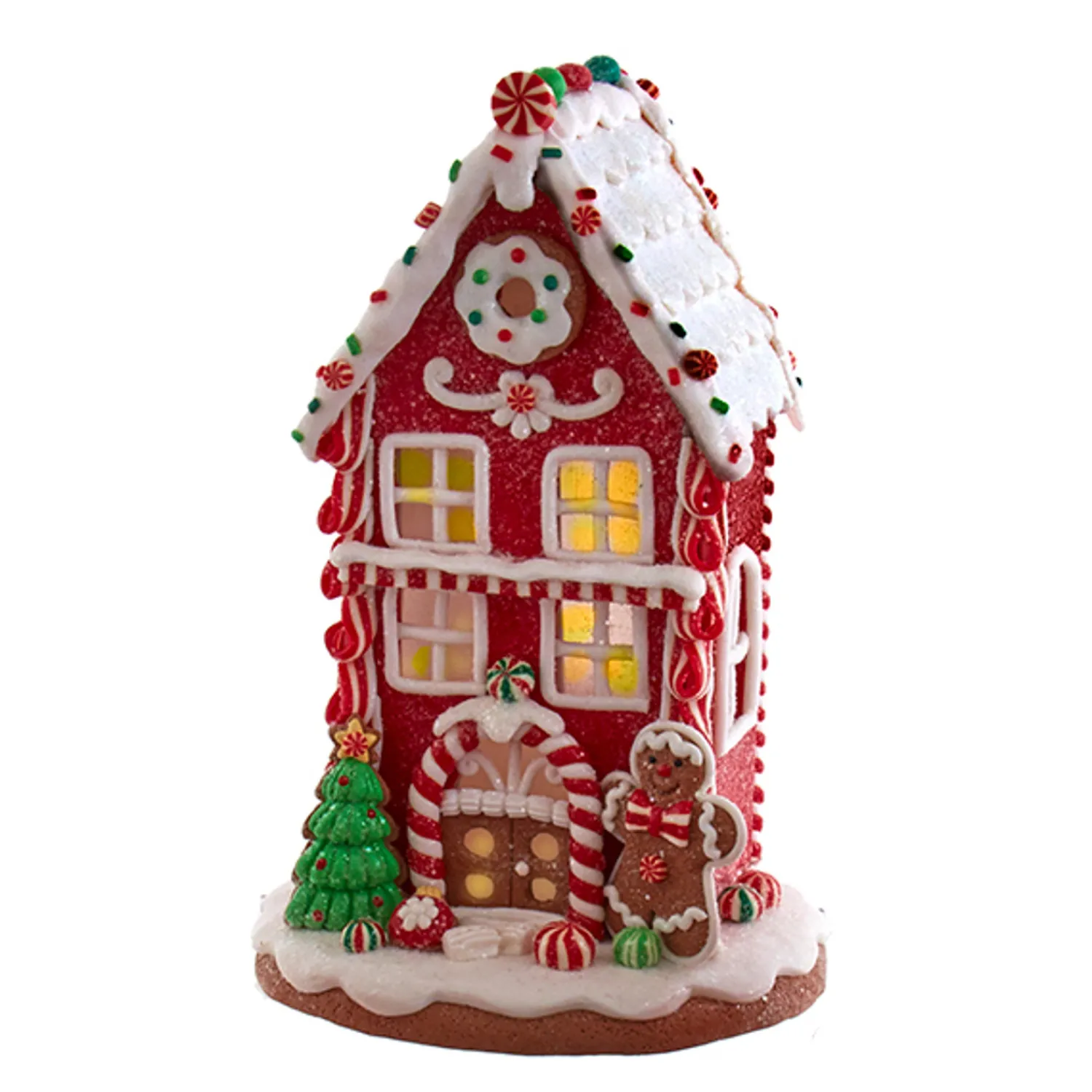 Discount The Jolly Christmas Shop Kurt Adler 8.5" Battery Operated Lighted Red And White Gingerbread Houses GBJ0037