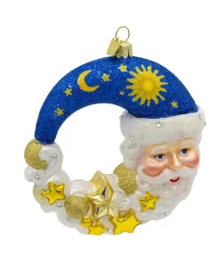 Best The Jolly Christmas Shop Kurt Adler 5" Bellissimo Moon Santa Glass Christmas Ornament BELL0036