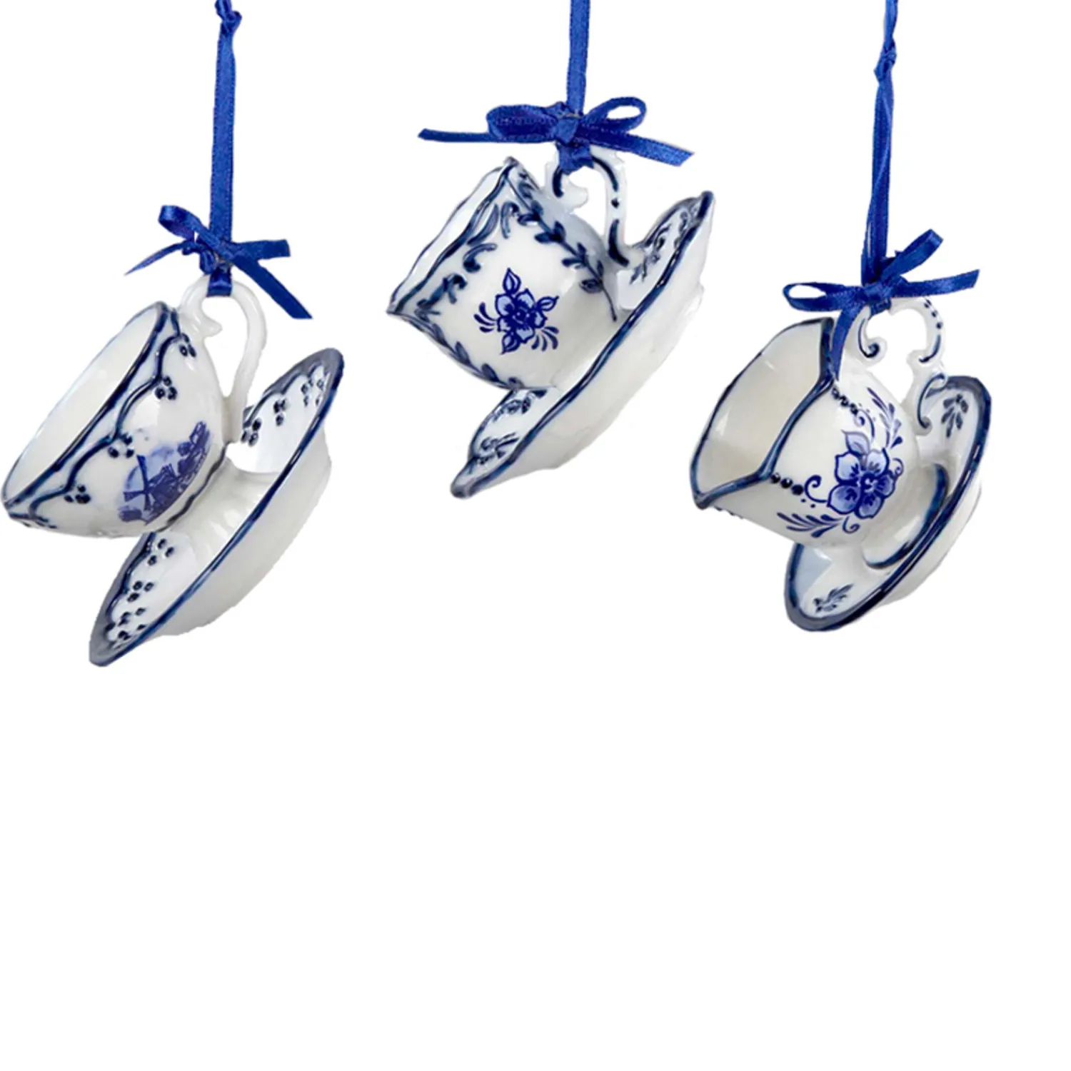 Hot The Jolly Christmas Shop Kurt Adler 2" Delft Porcelain Cup And Saucer Ornament J0651