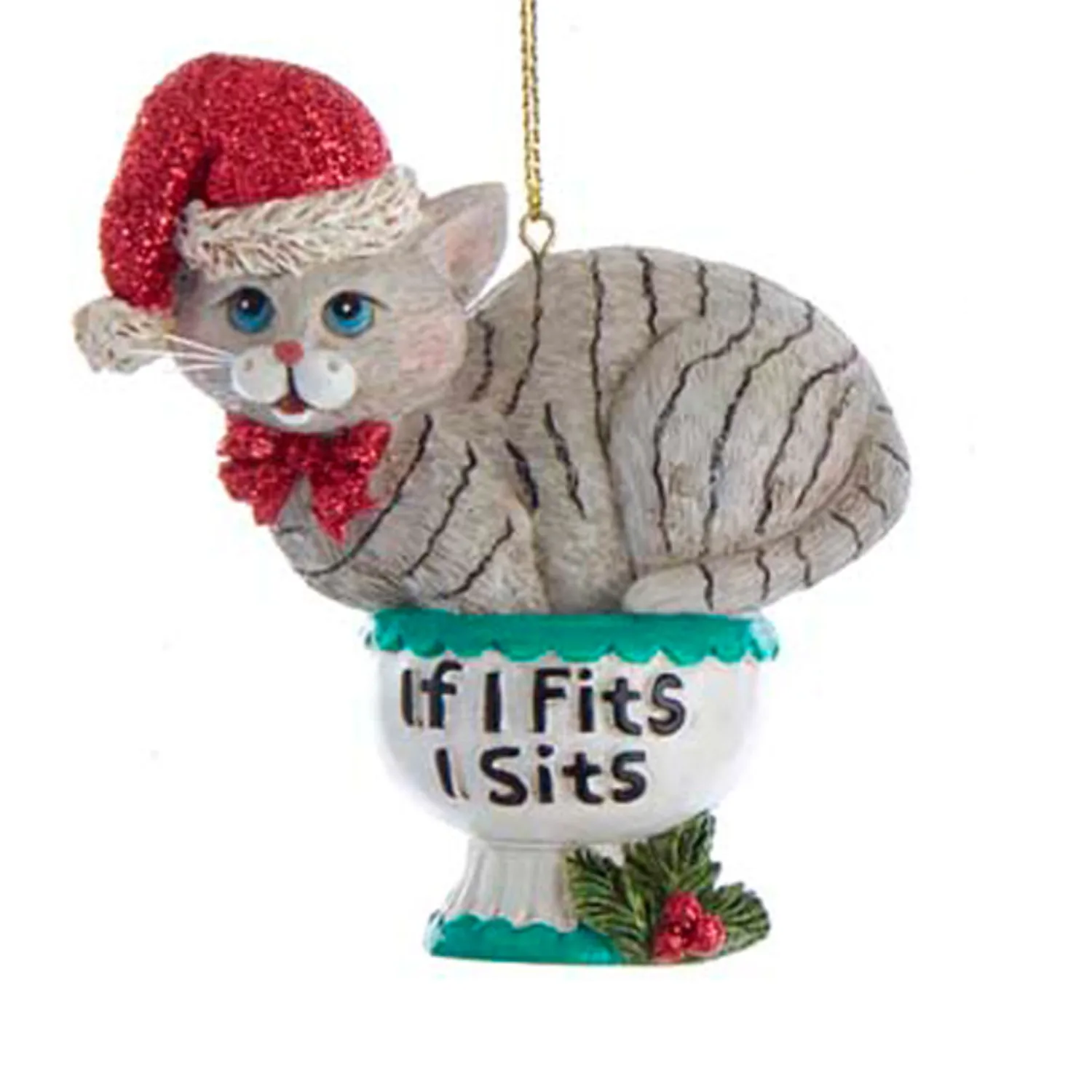 Hot The Jolly Christmas Shop Kurt Adler 3.25" "If I Fits, I Sits" Cat Christmas Ornaments E0599