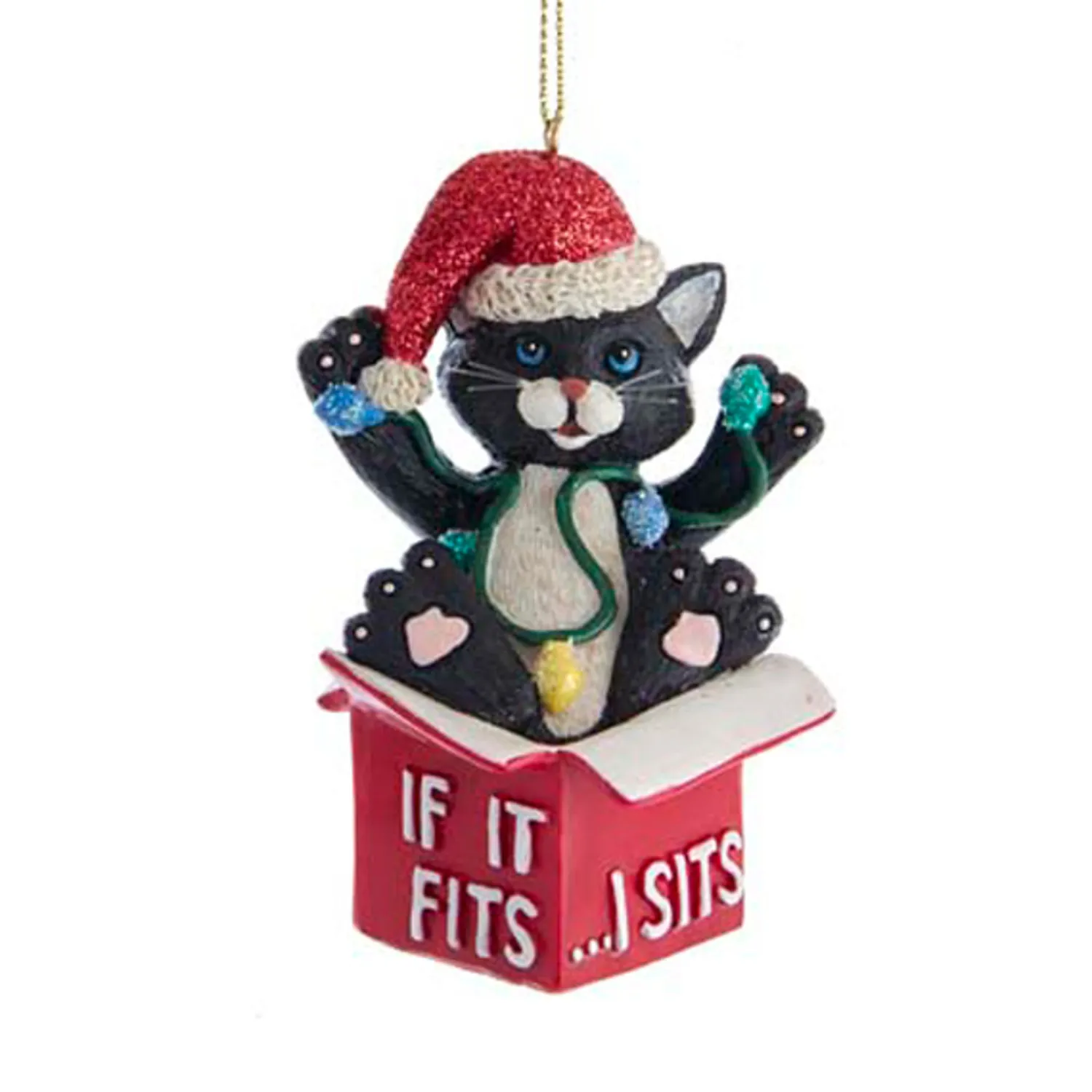 Hot The Jolly Christmas Shop Kurt Adler 3.25" "If I Fits, I Sits" Cat Christmas Ornaments E0599