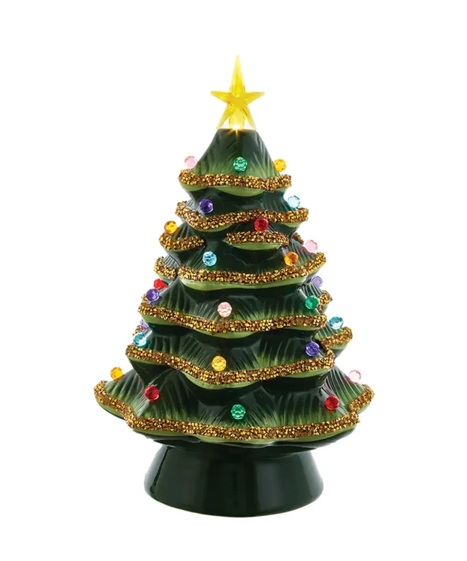 Online The Jolly Christmas Shop Kurt Adler 12" Light Up Ceramic Christmas Tree With Gold Glittered Tips JEL0810