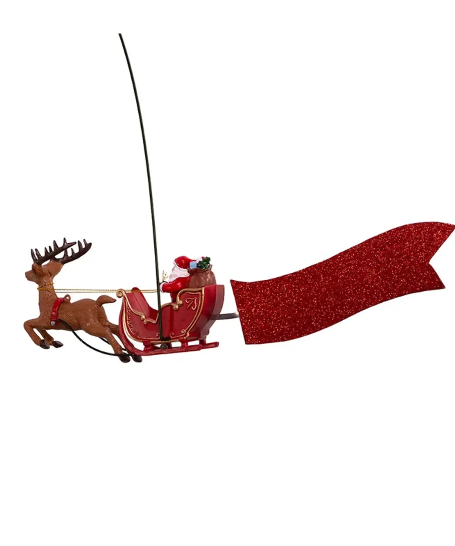 Online The Jolly Christmas Shop Kurt Adler 19.7" Lighted LED Star With Rotating Santa And Sleigh Christmas Tree Topper AD3001