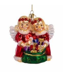 Best The Jolly Christmas Shop Kurt Adler 4" Noble Gems Angels With Gifts Glass Christmas Ornaments NBX0089