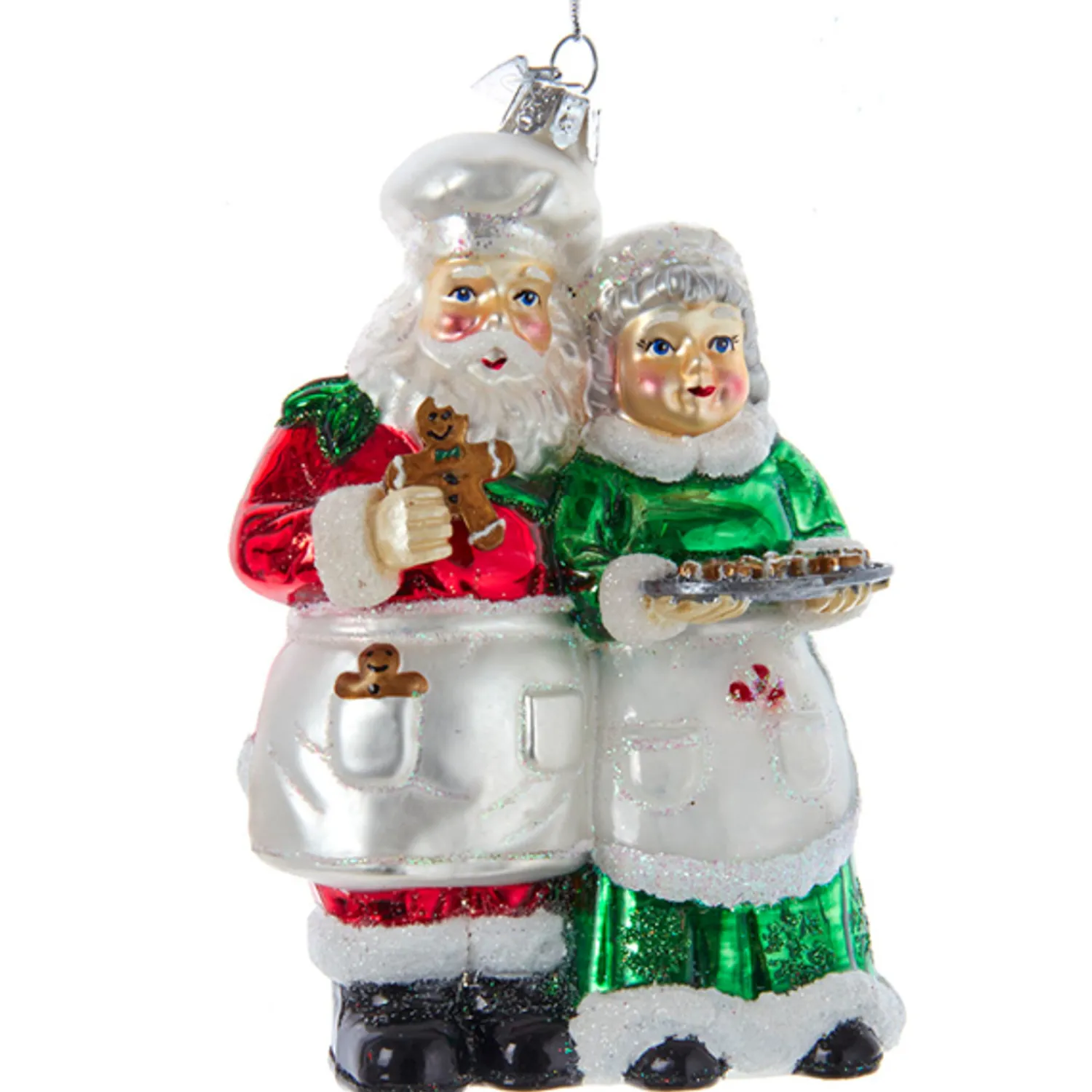 Best The Jolly Christmas Shop Kurt Adler 5" Noble Gems Mr. & Mrs. Santa With Cookies Glass Christmas Ornament NBX0067