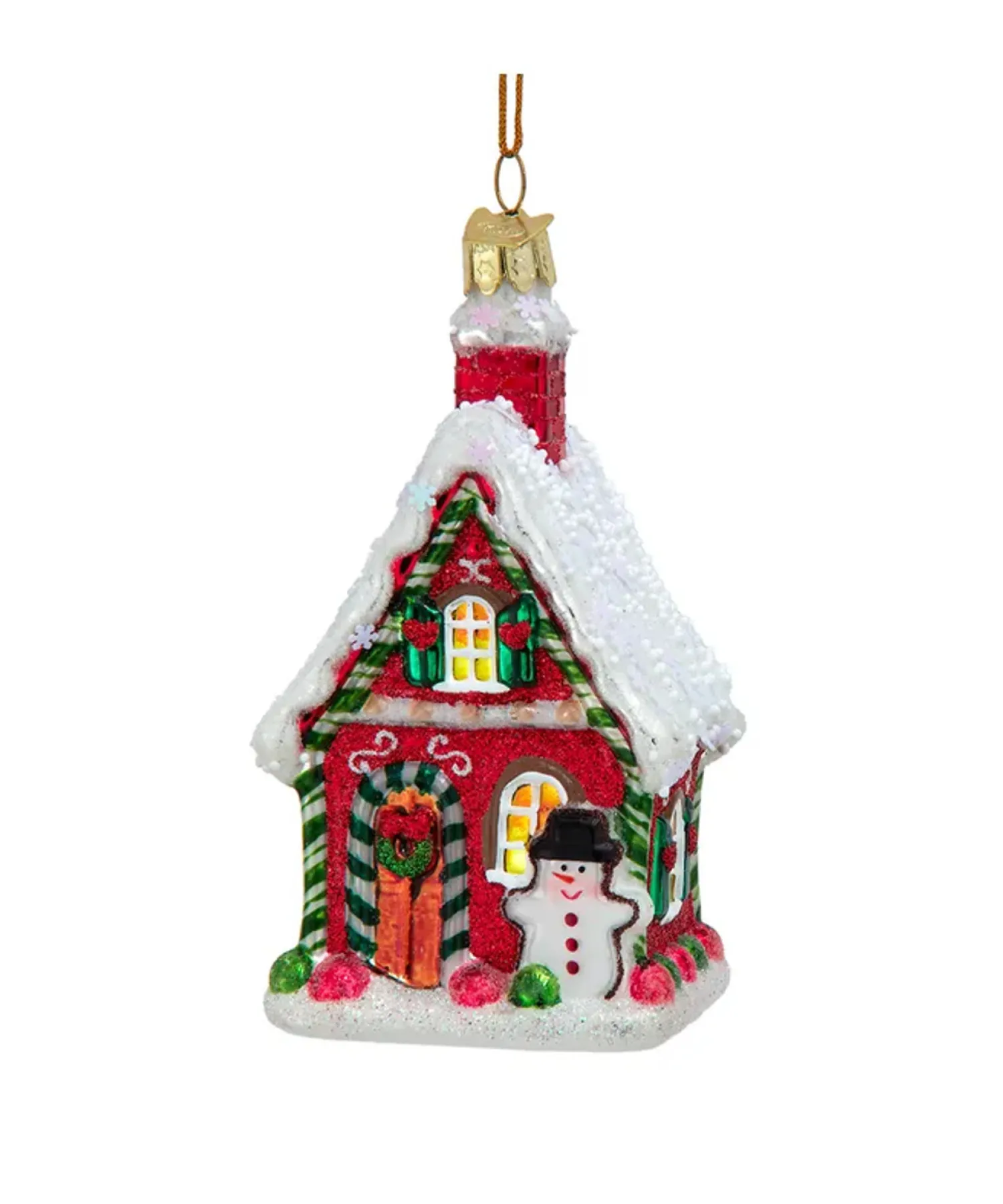 Hot The Jolly Christmas Shop Kurt Adler 4.25" Noble Gems Red Gingerbread House Glass Christmas Ornament NBX0130