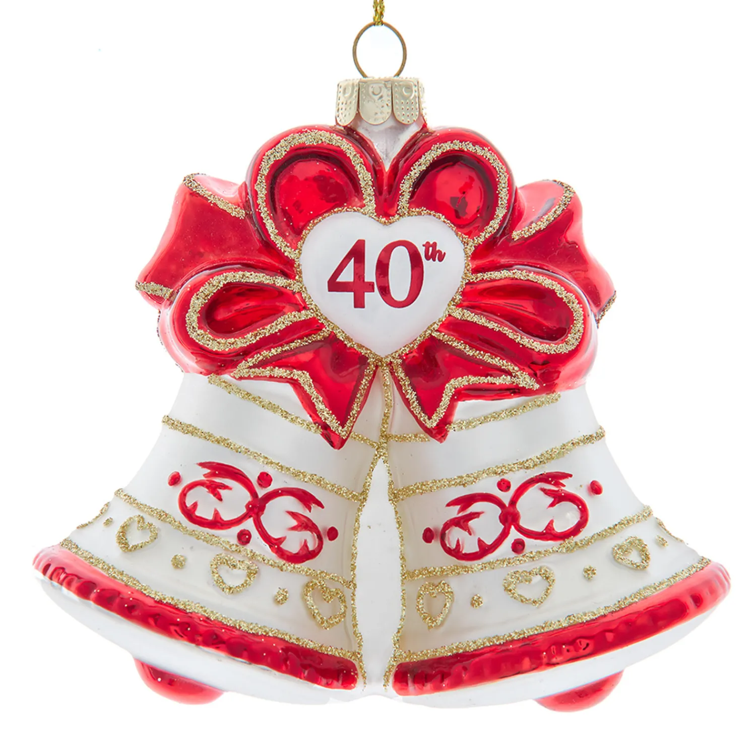 Best The Jolly Christmas Shop Kurt Adler 4.5" Noble Gems "40th Anniversary" Bell Glass Christmas Ornament NBX0106