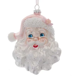 Sale The Jolly Christmas Shop Kurt Adler 6" Pink And Silver Santa Head Glass Christmas Ornament T2802