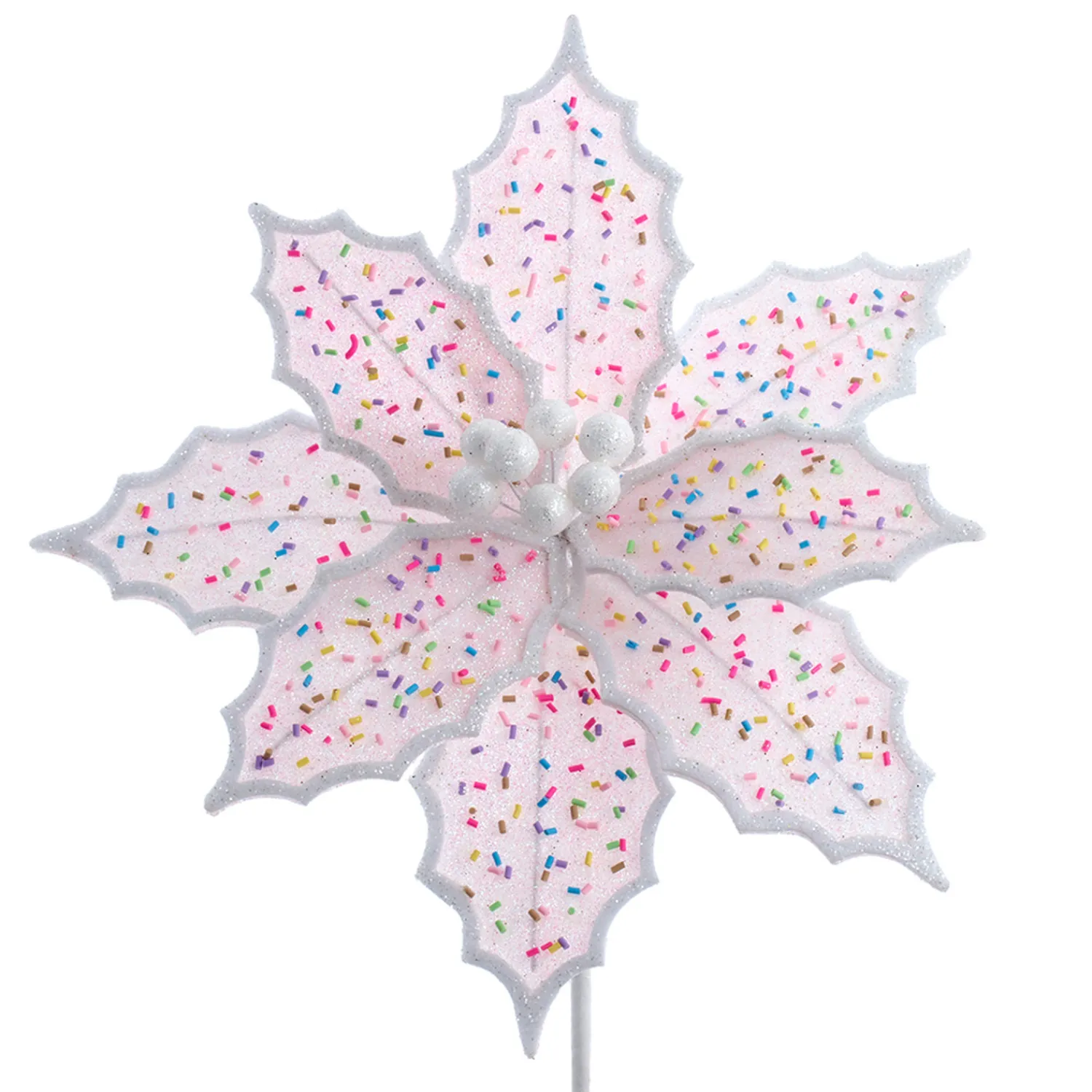 New The Jolly Christmas Shop Kurt Adler 14" Pink Frosted Poinsettia Christmas Tree Pick C0293