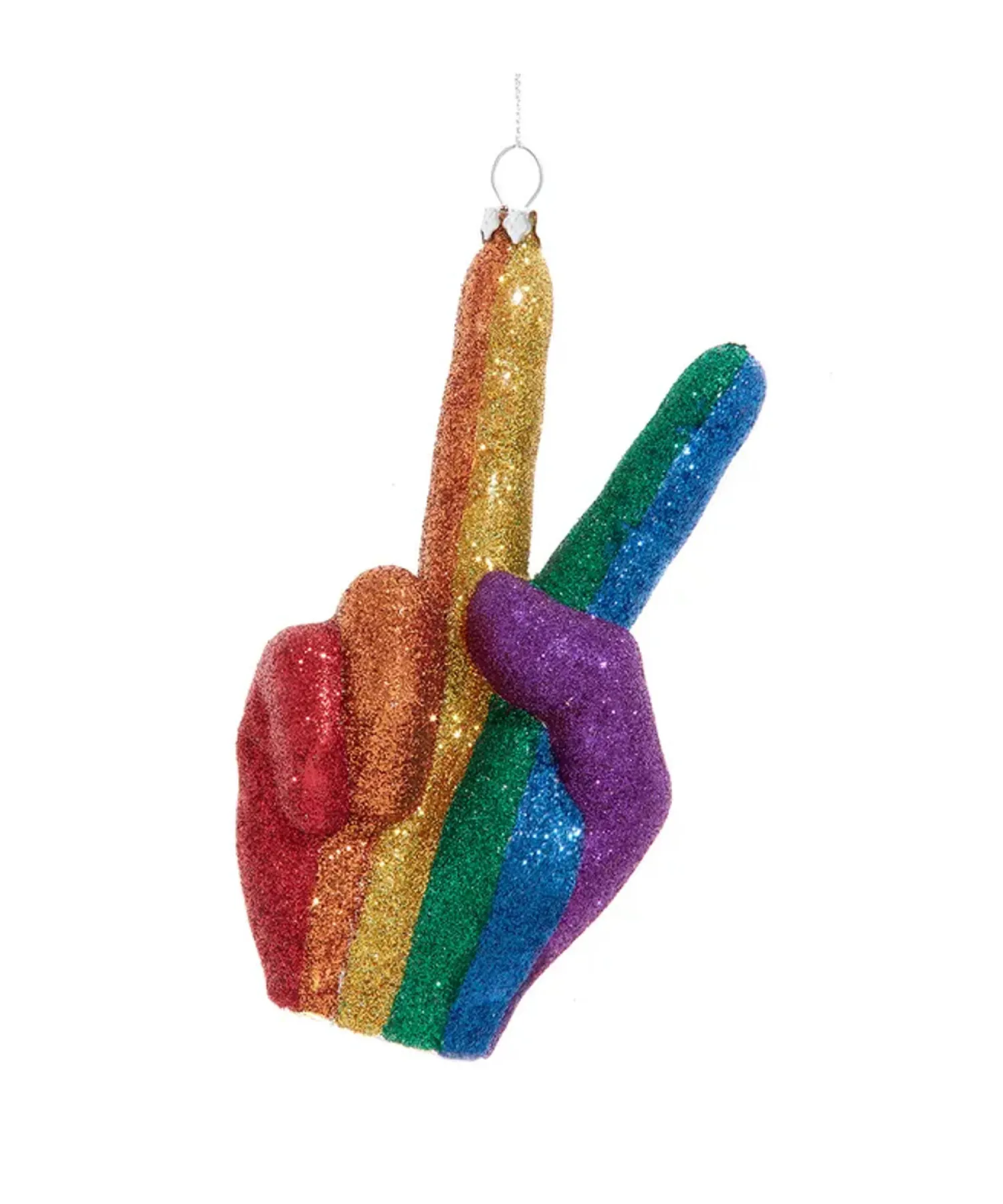 Clearance The Jolly Christmas Shop Kurt Adler 5.75" Pride Peace Hand Glass Christmas Ornament T3715