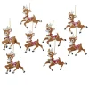 Sale The Jolly Christmas Shop Kurt Adler 4" Wooden Santa's Reindeer Christmas Ornament Set Of 8 C6875