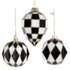 Sale The Jolly Christmas Shop Kurt Adler Black And White Harlequin Ball And Finial Glass Christmas Ornament T3145