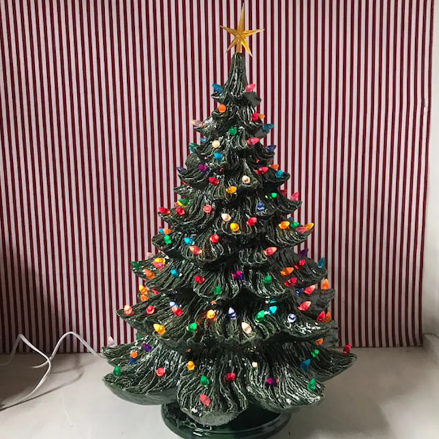 Outlet The Jolly Christmas Shop Large Lighted Green Ceramic Christmas Tree 23"